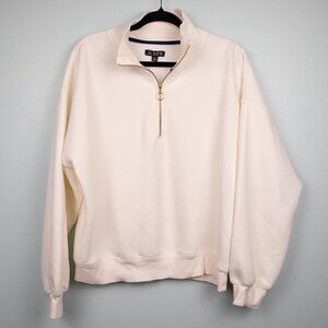 J. Crew Heritage Fleece cream half zip sweatshirt-XL
